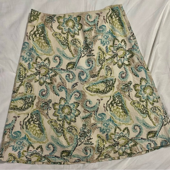LOFT Dresses & Skirts - LOFT Blue/Green and Cream A-Line Skirt